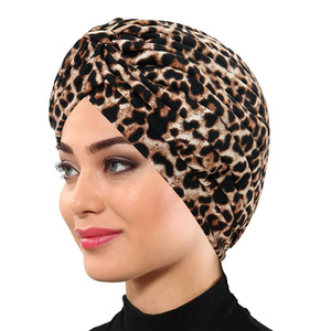 Gorro de turbante plisado de alta calidad para mujer, gorro árabe con estampado de leopardo, gorro Hijab - Product Image 4