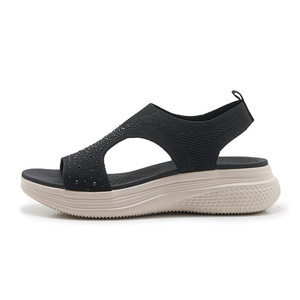 Sandales d'été style plage, mode américaine, multifonctionnelles, à semelle épaisse, à bout ouvert, avec amorti, en cuir véritable pour femmes - Product Image 1
