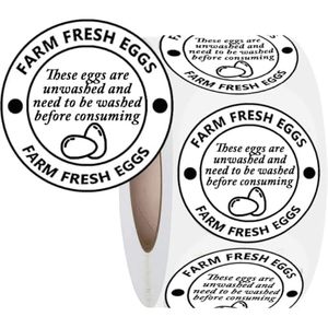 Étiquettes autocollantes recyclables de 2 pouces pour cartons d'œufs frais de ferme, pour l'emballage des œufs de poule et de caille à gratter - Product Image 1
