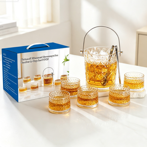 Ensemble de 7 pièces <span class=keywords><strong>XO</strong></span> Ice Bucket, design classique, verre sodocalcique, portable, durable, capacité de 1000 ml, verre à whisky, pince à glaçons, pour bar et fêtes - Product Image 1