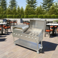 Gril extérieur à gaz portable commercial Core Pro en acier inoxydable avec 128000BTU pour hôtels, restaurants et fêtes dans la cour