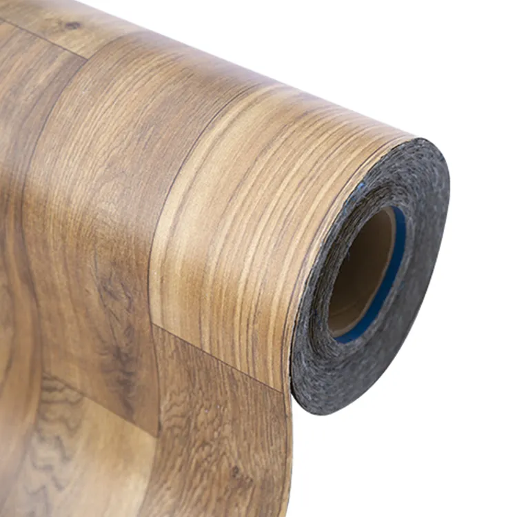 Intérieur aspect bois support en maille rouleaux linoléum pvc vinyle revêtement de sol en plastique