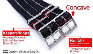 Correa de reloj de pulsera de tela de rayas grabada de lujo con hebilla de bronce personalizada correa de reloj de nailon de 20mm y 22mm - Product Image 2