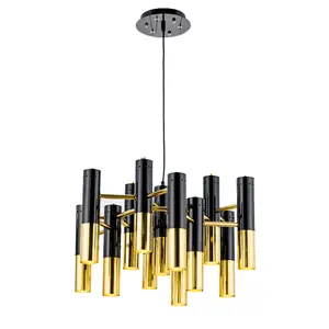 Luxe Métal Noir Fer Tige Lampe Maison Décoratif LED Lustre Pour Salle À Manger Salon Pendentif Luminaire l