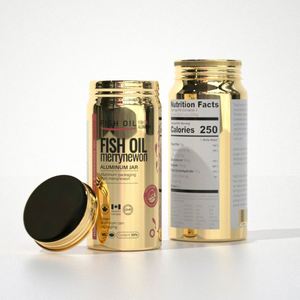 Pot de stockage hermétique en aluminium électroplaqué de qualité supérieure pour capsules d'huile de poisson, conteneur métallique portable pour compléments et médicaments - Product Image 1