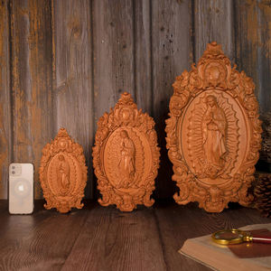 Estatua de madera moderna de Nuestra Señora Guadalupe, tallado detallado, arte de pared religioso, Espíritu Santo, regalos religiosos cristianos para exteriores - Product Image 4