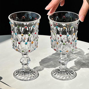 Copa <span class=keywords><strong>de</strong></span> Vidrio Vintage con Diseño <span class=keywords><strong>de</strong></span> Lunares en Relieve, Elegante, Transparente, Gruesa, <span class=keywords><strong>de</strong></span> Cristal Tallado, para Jugo, <span class=keywords><strong>Agua</strong></span> <span class=keywords><strong>y</strong></span> <span class=keywords><strong>Vino</strong></span> - Product Image 4
