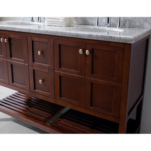 Europa 72 Pulgadas de ancho <span class=keywords><strong>Espresso</strong></span> mancha doble fregadero de madera maciza tocador de baño con estantes de toallas - Product Image 1