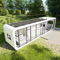 Maison capsule spatiale préfabriquée chambre soleil de luxe auberge brillante acier mobile cabine extérieure design moderne