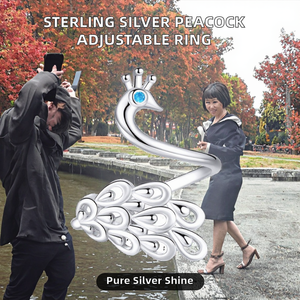 Factory Wholesale 925 Sterling <b>Silver</b> Zircon Bohemian Peacock Opening <b>Ring</b> for Women <b>Adjustable</b> Wedding Luxury Jewelry SCR592 - Product Image 2