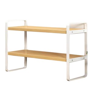 Estante de escritorio de 3 niveles, organizador de madera y metal para oficina, estante de almacenamiento con soporte para libros, cámara, reloj y cosméticos - Product Image 2