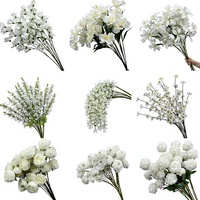 Hochzeitsdekoration im Waldstil: Neue Künstliche Seidenblumen Weiße Rosen Blumenarrangement Hintergrundwand-Dekoration China