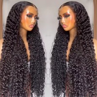 Wig Rambut Asli Brasil Murah Model Deep Wave Tanpa Lem untuk Wanita Kulit Hitam, Wig Rambut Asli Model Kinky Curly Hd Lace Frontal