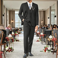 Ensemble 3 pièces pour homme, coupe classique, simple boutonnage, 2 boutons, veste, gilet et pantalon, noir, taille 40