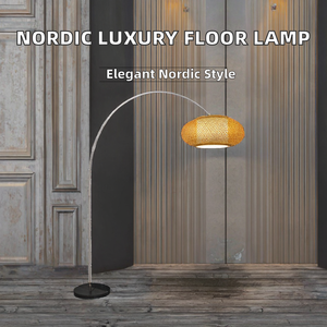 Lampadaire LED en tissu pour salon de villa de luxe nordique, chromé, réglable en hauteur, économie d'énergie, lumière blanc chaud 2700K, pour chambre à coucher - Product Image 2