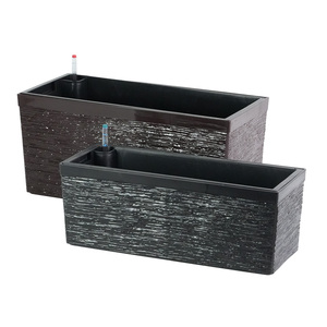 OEM ODM Self Watering Plastic Window Box Planter <strong>Rectangular</strong> <strong>Flower</strong> <strong>Pot</strong> with Water Indicator for Balcony Garden - Product Image 1