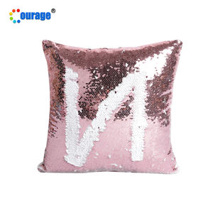 <span class=keywords><strong>Federa</strong></span> di colore <span class=keywords><strong>rosa</strong></span> chiaro morbida morbida con sublimazione quadrata posteriore con paillettes reversibile - Product Image 1