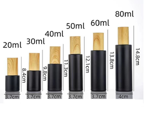 Botella de Perfume de <span class=keywords><strong>Vidrio</strong></span> Mate Negro <span class=keywords><strong>con</strong></span> Tapa de <span class=keywords><strong>Madera</strong></span>, Gotero de Goma, Etiquetas Personalizables y Tapa de Rosca para Fragancias Caseras - Product Image 3