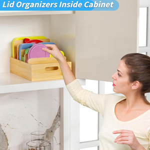 Bamboo Lid Organizer <b>Storage</b> <b>Box</b> Rectangular 18L Space Saving Desktop <b>Kitchen</b> Drawer Divider Container - Product Image 2