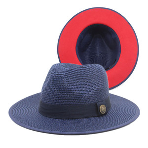 <span class=keywords><strong>2022</strong></span> extérieur femmes unisexe automne été soleil papier paille tresse Sombrero disquette fond rouge Fedora plage <span class=keywords><strong>Panama</strong></span> chapeaux de paille pour hommes - Product Image 4