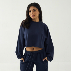 Camiseta Oversize de Algodón para Mujer con Bordado, Hombros Caídos, Manga Corta, Cuello Redondo, Estilo Casual Urbano - Product Image 1