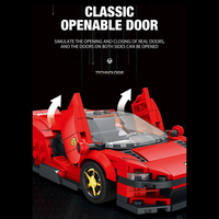 Juego de bloques de construcción de coche de velocidad a escala 1: 24 para niños y adultos, juguete técnico de bloques de construcción con 306 piezas de Ferrared Daytona