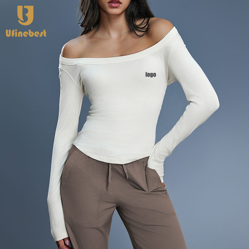 Modal Lightweight Breathable Quick Dry Four-Way Stretch Skinny Fit Long-sleeved Yoga Suit Women's Sexy Crew Neck Waist Slimming