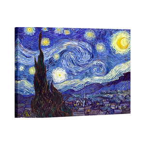 Wieco لوحات زيتية حديثة مجردة المناظر الطبيعية قماش جدار طباعة مرصعة بالنجم ليلة فان جوخ استنساخ للمنازل والمكاتب - Product Image 1