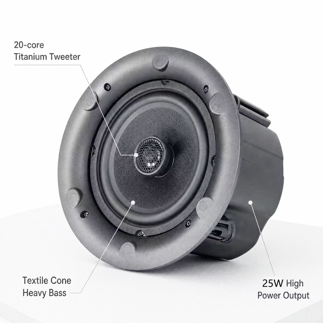 25-60W Stereo High Fidelity 5.25" Durable Plastic Ceiling Speakers Wireless