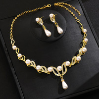 Collier et Boucles d'Oreilles Pendante Élégants en Alliage pour Femme, Tendance Transfrontalière pour Mariage, Fête, Fiançailles; Robe de Mariée