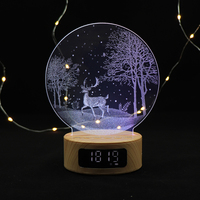 Lampe LED à piles Cadeau Haut-parleur intelligent Lampe de bureau Multicolore Rechargeable Lampe de nuit en acrylique pour la décoration de la maison