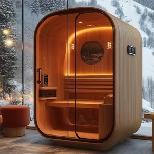 Nhà tắm hơi gỗ rắn mộc mạc cho khu vườn biệt thự bao gồm phòng xông hơi bằng điện với vòi hoa sen và lắp đặt dễ dàng - Product Image 5