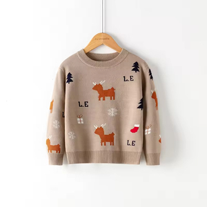 Pull en tricot pour enfant à col semi-montant, pull-over pour garçon et pull de Noël en tricot pour enfant - Product Image 3