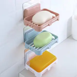 Escurridor de pasta de jabón creativo, caja de soporte para jabón montado en la pared, de plástico, para el hogar, uso diario, estante para baño, caja de jabón