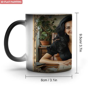 Solid Thickened Handle Comfort Mug Frosted Black 11oz <b>Ceramic</b> Heat Color Changing Drinking <b>Cup</b> - Product Image 1