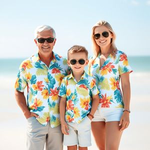 カスタマイズされたメンズハワイアンシャツトロピカルパームリーフプリント半袖夏シャツカスタム昇華シャツ - Product Image 3