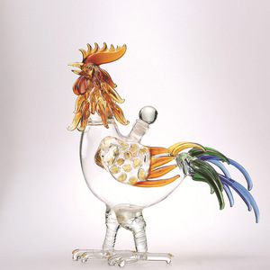 Decantador de Vidrio Personalizado de 500/1000 ml con Diseño de Gallo del Zodiaco, Decantador de Vidrio de Borosilicato Alto, Grueso y Hueco - Product Image 1