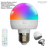 Usine En Gros 16 Couleur Portable Aspiration Magnétique Base Amovible 5V 5W RGB Ampoule Télécommande Dimmable Timed E26/E27 Ampoule