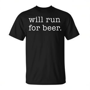 Camiseta Will Run For Beer, ropa informal negra para hombre - Product Image 2