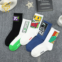 Chaussettes de sport personnalisées unisexe automne hiver chaussettes sport drôle coton peigné haute qualité mode cheville chaussettes de sport