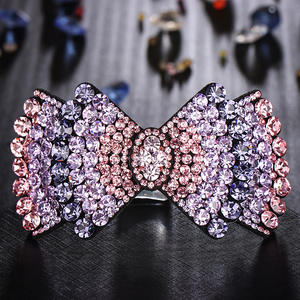 <span class=keywords><strong>Barrette</strong></span> en cristal pour femmes, gros nœud papillon, épingle à cheveux, accessoires géométriques, vente en gros, HX-179 - Product Image 4