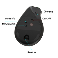 Souris verticale rechargeable à double mode BT avec rétroéclairage RVB, interface USB pour PC et tablette