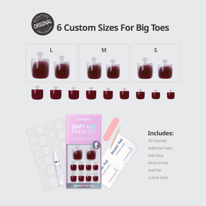 BTArtbox Cat Eye Press on Toe Nails Set Venta al por mayor Square Reutilizable Foot Nails <span class=keywords><strong>Soft</strong></span> <span class=keywords><strong>Gel</strong></span> Red Glitter Hecho a mano Fake Toe Nail <span class=keywords><strong>Tips</strong></span> - Product Image 4