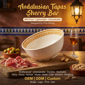 จานชามเมลามีนสีมัสตาร์ดคลาสสิกแบบสองสี OEM ODM ขนาด 4.5 นิ้ว ทรงกลม สำหรับใส่ผลไม้ เบอร์รี่ เหมาะสำหรับงานแต่งงาน งานเลี้ยง โต๊ะของหวาน - Product Image 1