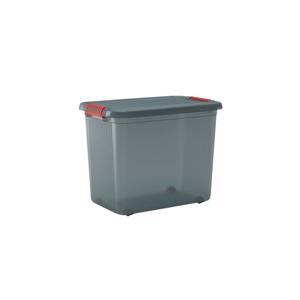 Conteneur à fermoir en plastique gris transparent 59x39 H. 45cm 69L - Product Image 1