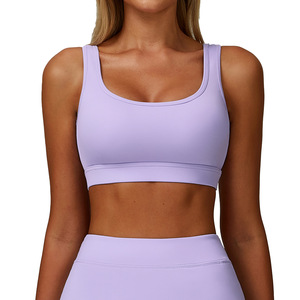 Sujetador deportivo con espalda recortada y efecto segunda piel para mujer, top atlético a prueba <span class=keywords><strong>de</strong></span> golpes para correr, yoga, gimnasio, entrenamiento, estilo 4501 - Product Image 1