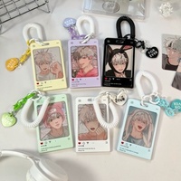 Porte-cartes rectangulaire en acrylique transparent en gros, petit porte-photo d'identité, porte-clés DIY pour cartes Goo