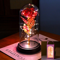 Vente en gros d'usine : Composition florale créative de roses artificielles avec lumières LED colorées, fleurs préservées, idéale pour les cadeaux d'anniversaire pour maman