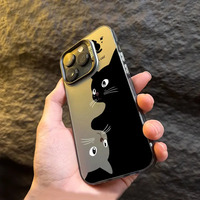 Coques de téléphone portable antichoc mignonnes à motif de chat de dessin animé pour iPhone XS XR 12 13 11 14 15 16 Pro Max, protection anti-chute, coque arrière