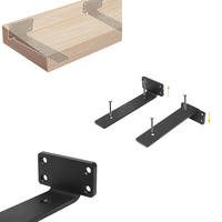 Support d'étagère en métal enduit noir, support d'angle robuste pour étagères de meubles murales